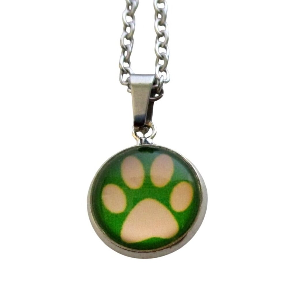 New Paw Print Pendant Necklace with 18" Stainless Chain Cat Dog Lover Gift